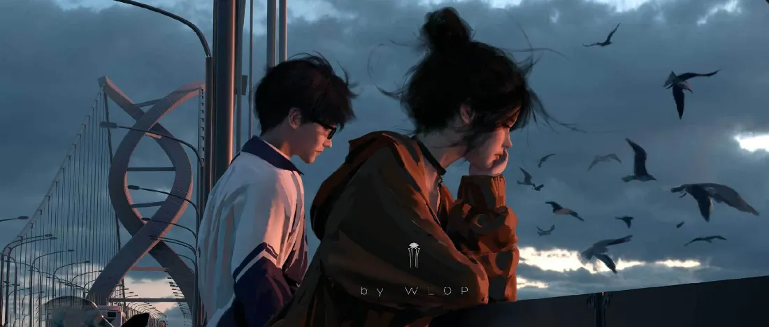 2kWLOP希扬月牙儿壁纸｜云虫背景图片 - 唯美场景「哲风壁纸」