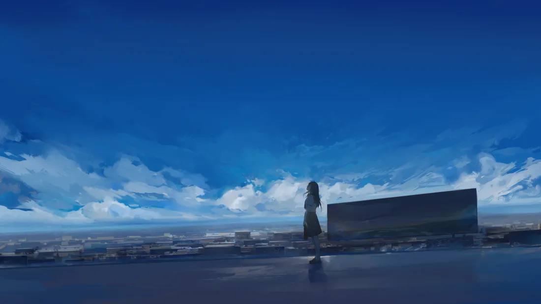 6k蓝天动漫壁纸｜动漫背景图片 - 海边场景「哲风壁纸」