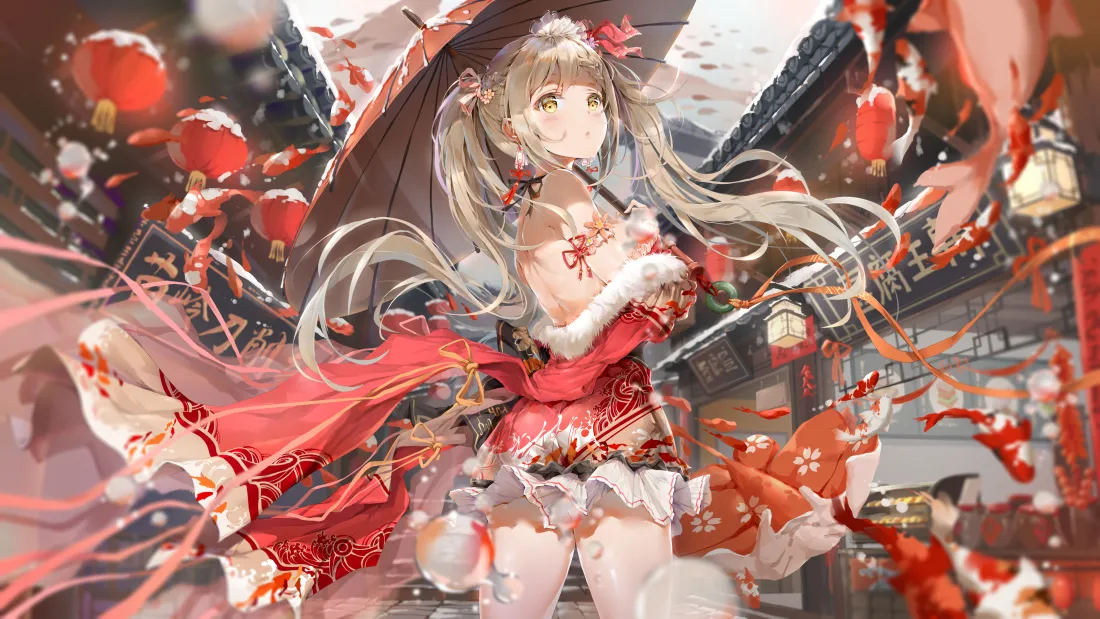 6k少女动漫壁纸｜古风红衣少女背景图片 - 唯美「哲风壁纸」