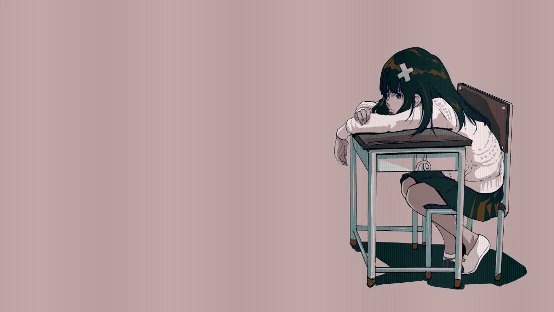 12k少女动漫壁纸｜趴在课桌上的动漫少女背景图片「哲风壁纸」