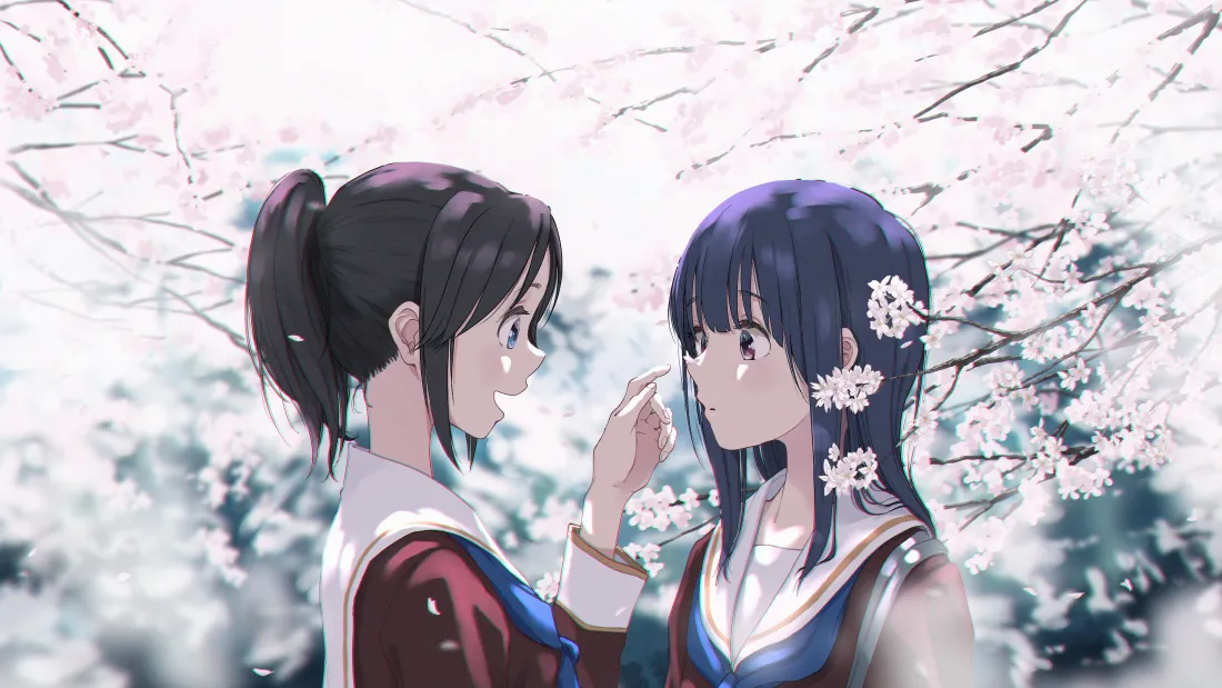 4k少女动漫壁纸｜双少女雪景背景图片 - 唯美风「哲风壁纸」