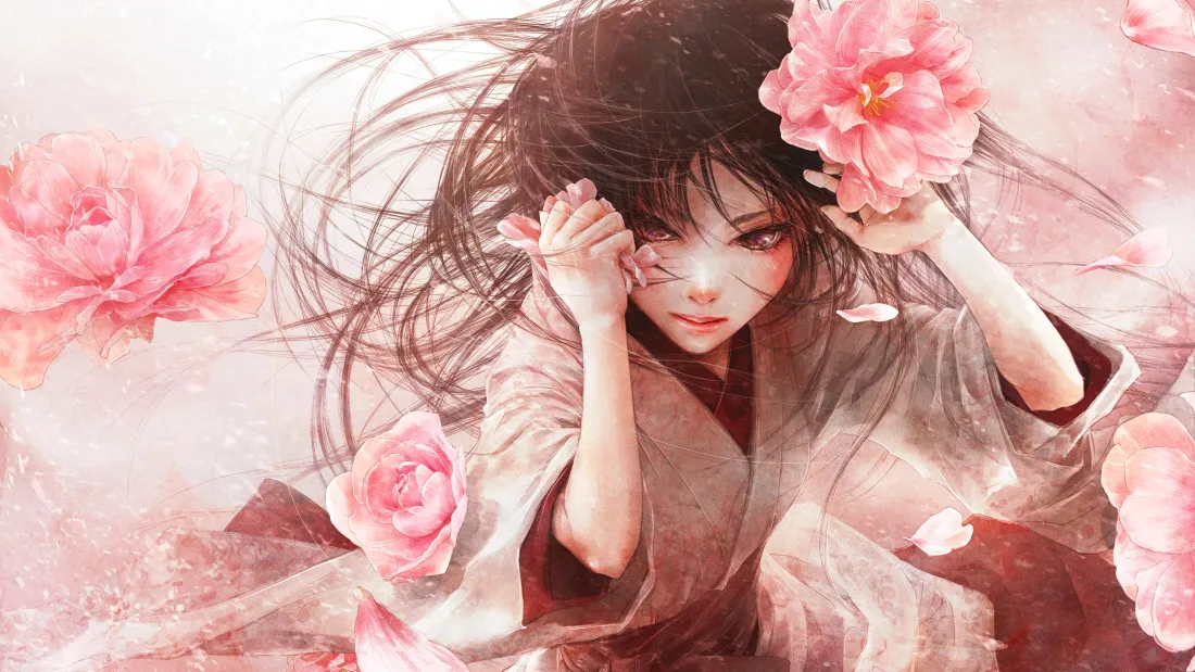 4k少女动漫壁纸｜古风背景图片 - 唯美花朵「哲风壁纸」