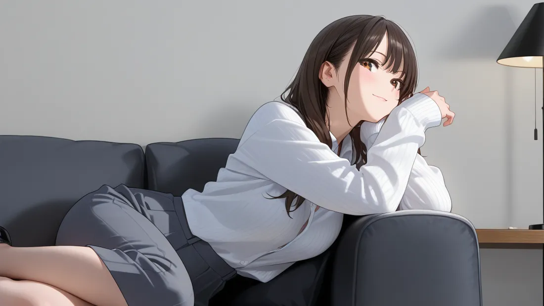 5k美女动漫壁纸｜沙发上的动漫美女背景图片「哲风壁纸」