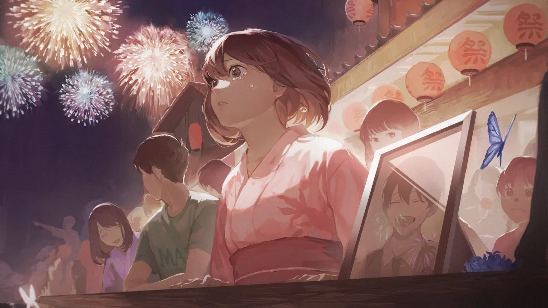 4k少女动漫壁纸｜绚烂烟花背景图片 - 唯美场景「哲风壁纸」