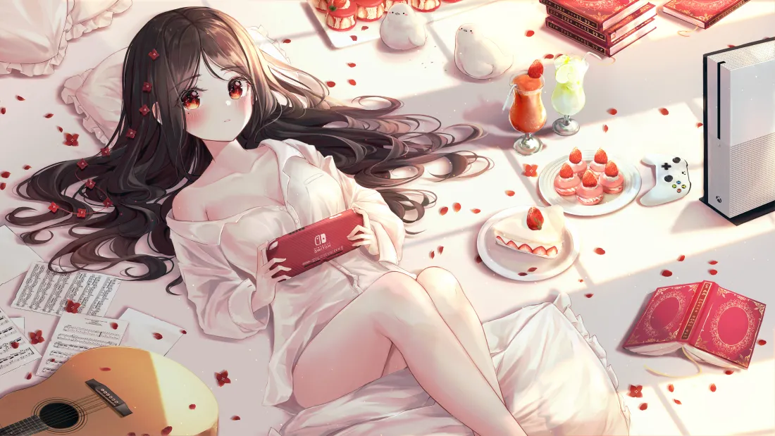 6k美女动漫壁纸｜慵懒躺卧背景图片 - 唯美风「哲风壁纸」