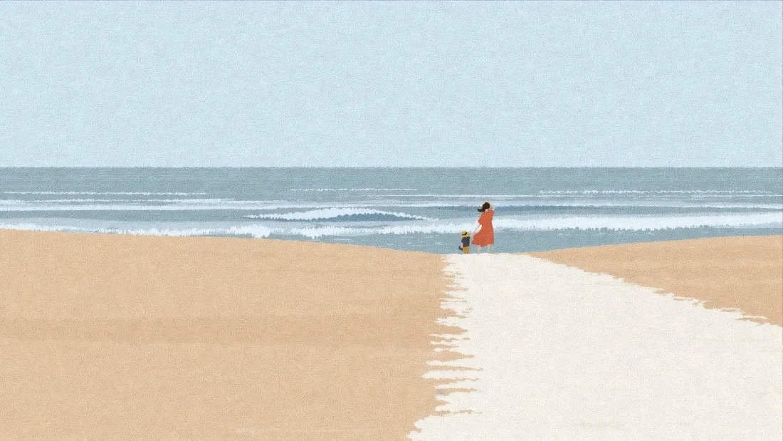4k海畔红裙壁纸｜海边背景图片 - 浪漫风情「哲风壁纸」