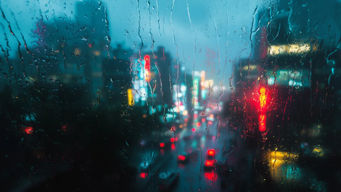 6kAI朦胧风｜雨夜城市背景图片 - 唯美意境「哲风壁纸」