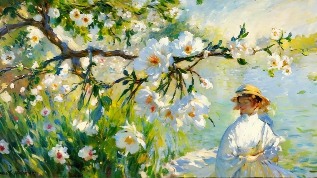 5k莫奈樱花风景壁纸｜春日自然背景图片 - 唯美画作「哲风壁纸」
