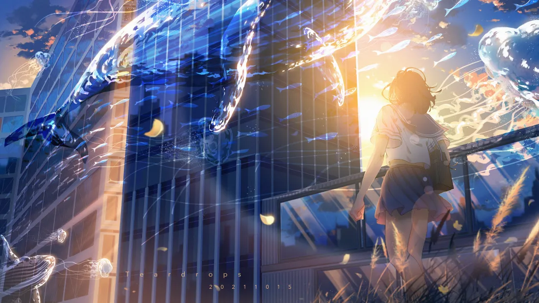 4k奇幻动漫壁纸｜科幻背景图片 - 少女背影「哲风壁纸」