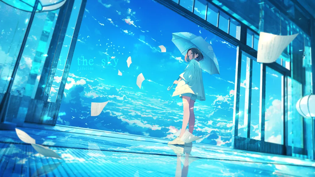 4k少女动漫壁纸｜梦幻天空背景图片 - 唯美场景「哲风壁纸」
