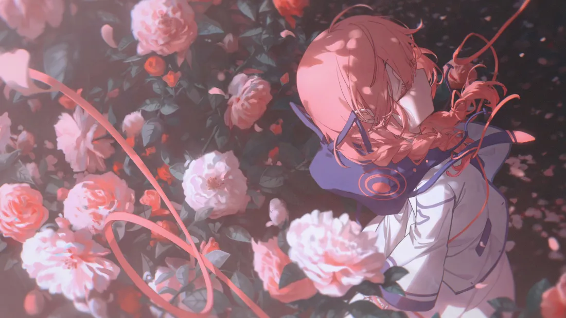 5k少女动漫壁纸｜花丛中少女背景图片 - 唯美梦幻「哲风壁纸」
