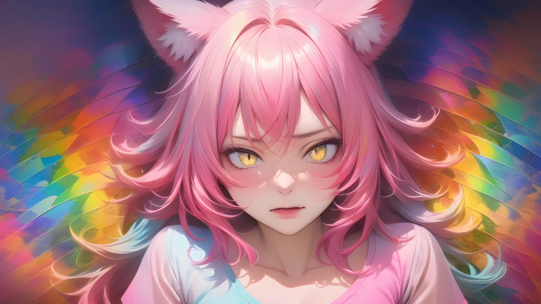 5kAI兽耳娘壁纸｜梦幻背景图片 - 粉色长发少女「哲风壁纸」