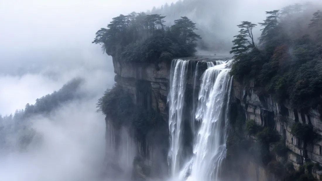 4kAI瀑布壁纸｜梦幻山水背景图片 - 自然奇观「哲风壁纸」