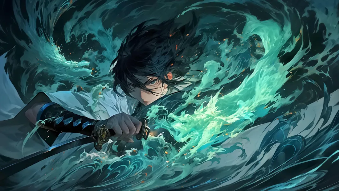 5kAI少年壁纸｜奇幻水波背景图片 - 酷炫「哲风壁纸」