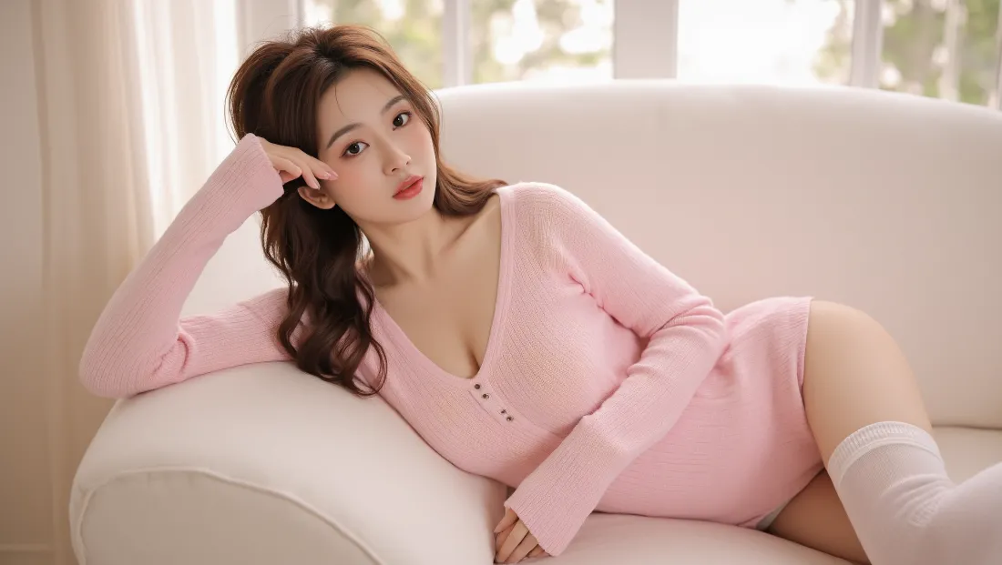 4k美女毛衣背景图片 - 纯欲风「哲风壁纸」