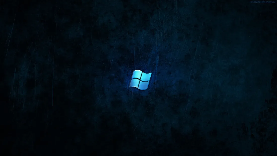2k极简Windows壁纸｜Windows背景图片 - 深邃蓝徽标「哲风壁纸」