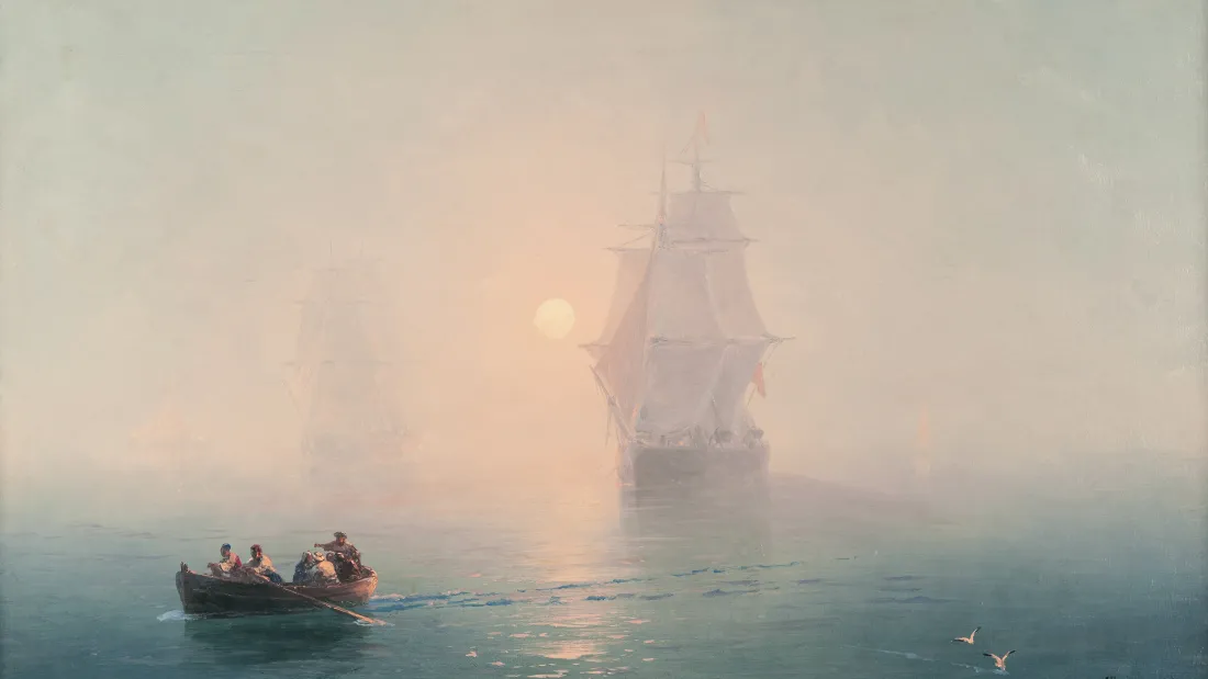 5k船油画壁纸｜海上船只背景图片 - 梦幻场景「哲风壁纸」