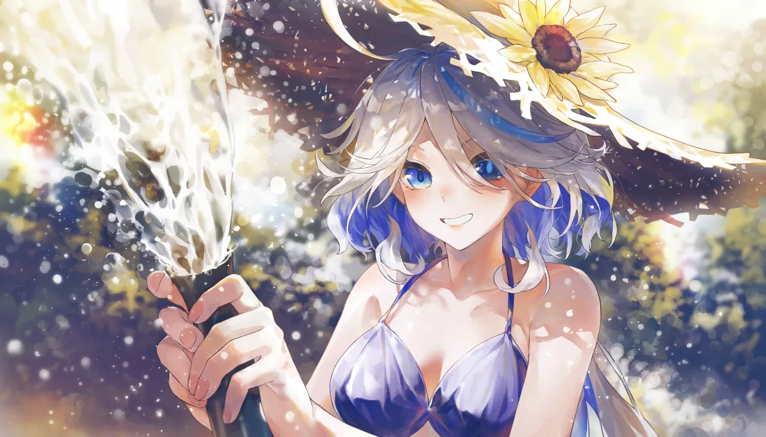 6k芙宁娜壁纸｜原神背景图片 - 夏日装扮「哲风壁纸」