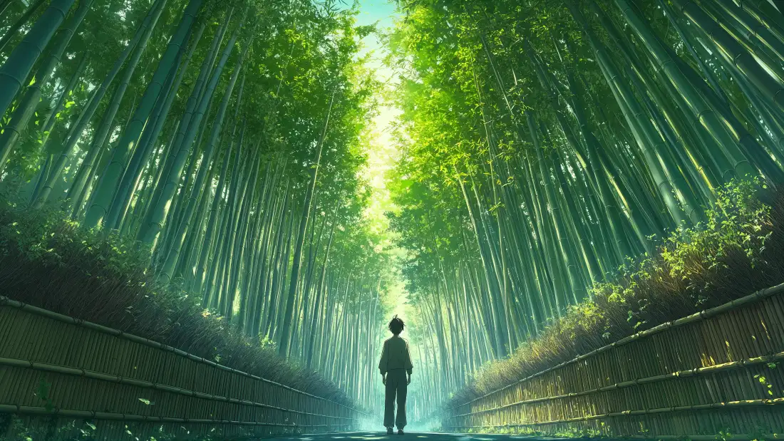 4k背影壁纸｜竹林背景图片 - 动漫风「哲风壁纸」