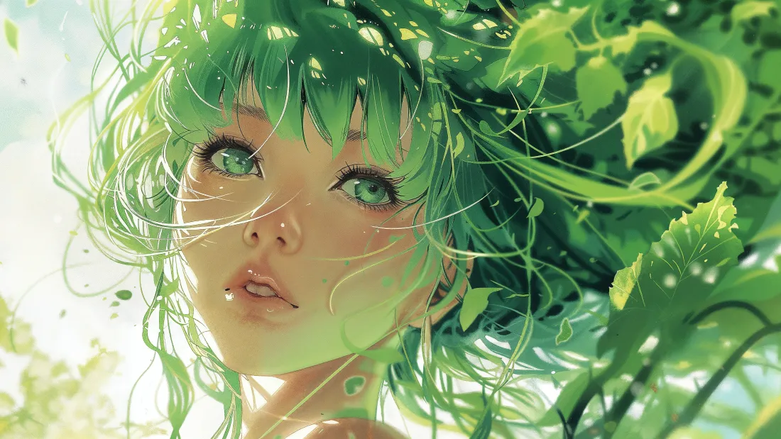 6k少女动漫壁纸｜梦幻绿发少女背景图片 - 清新「哲风壁纸」