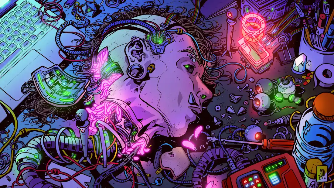 4k科幻艺术壁纸｜机械人脑背景图片 - 炫酷「哲风壁纸」