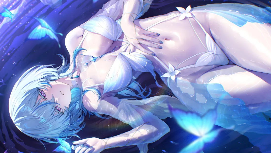 4k二次元动漫少女壁纸｜梦幻水下背景图片 - 唯美躺姿「哲风壁纸」