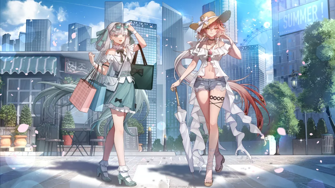 4k动漫少女壁纸｜二次元都市背景图片 - 逛街场景「哲风壁纸」