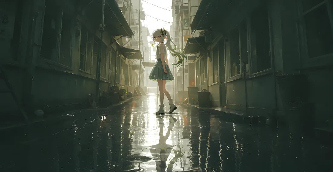 4k动漫少女小巷背景图片 - 二次元风「哲风壁纸」