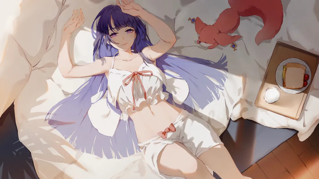 5k动漫少女壁纸｜二次元少女躺卧背景图片「哲风壁纸」