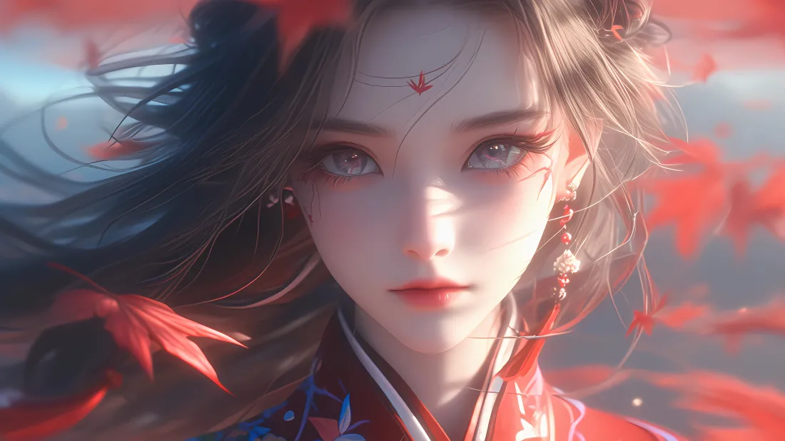 4k古风少女4K壁纸｜飘逸红衣背景图片 - 惊艳「哲风壁纸」