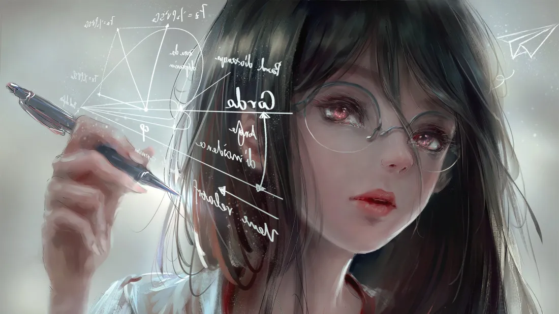 3k2K少女壁纸｜持笔女生背景图片 - 唯美风「哲风壁纸」