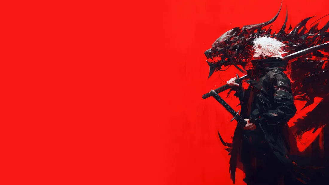 8kAI动漫武士刀背景图片 - 二次元武士「哲风壁纸」