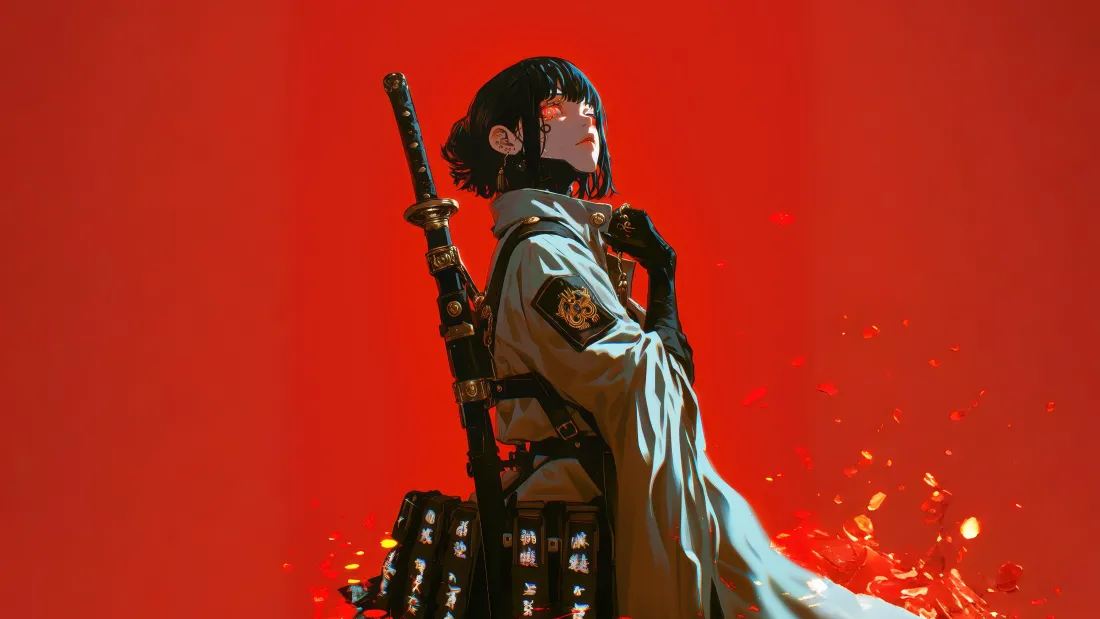 6kAI动漫少女武士刀壁纸 - 二次元背景图片「哲风壁纸」