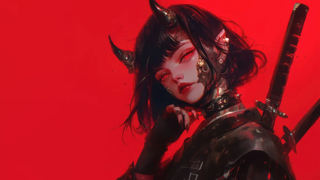 4kAI动漫少女壁纸｜二次元武士刀背景图片 - 酷飒风「哲风壁纸」