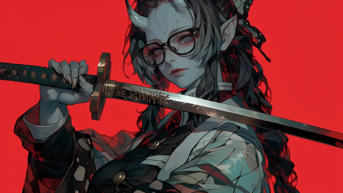 6kAI动漫少女武士刀壁纸 - 二次元背景图片「哲风壁纸」