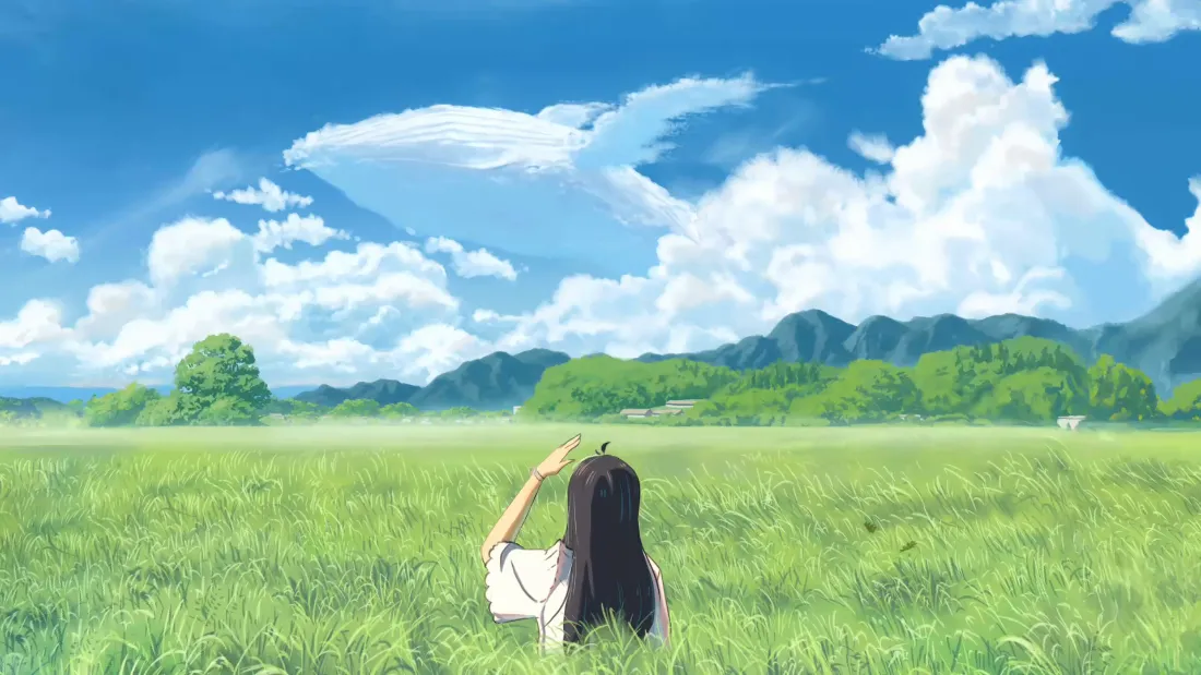 2k鲸云壁纸｜夏天背景图片 - 女孩草原赏景「哲风壁纸」
