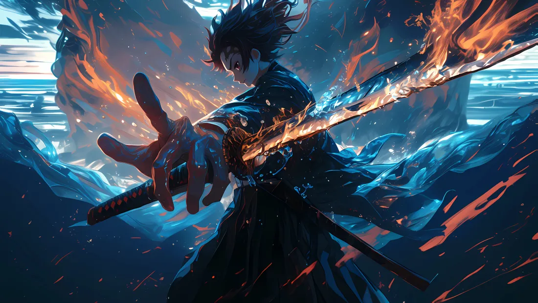 4k(炭治郎壁纸｜火焰剑客背景图片 - 鬼灭之刃)「哲风壁纸」