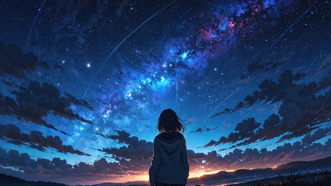 4k星空动漫壁纸｜二次元女孩背景图片 - 仰望「哲风壁纸」