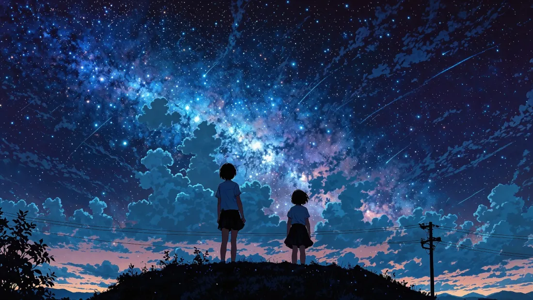 4k星空壁纸｜二次元动漫背景图片 - 夏夜仰望「哲风壁纸」