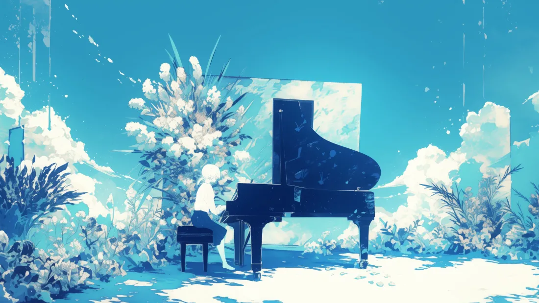 5k钢琴雪景壁纸｜二次元背景图片 - 冬日旋律「哲风壁纸」