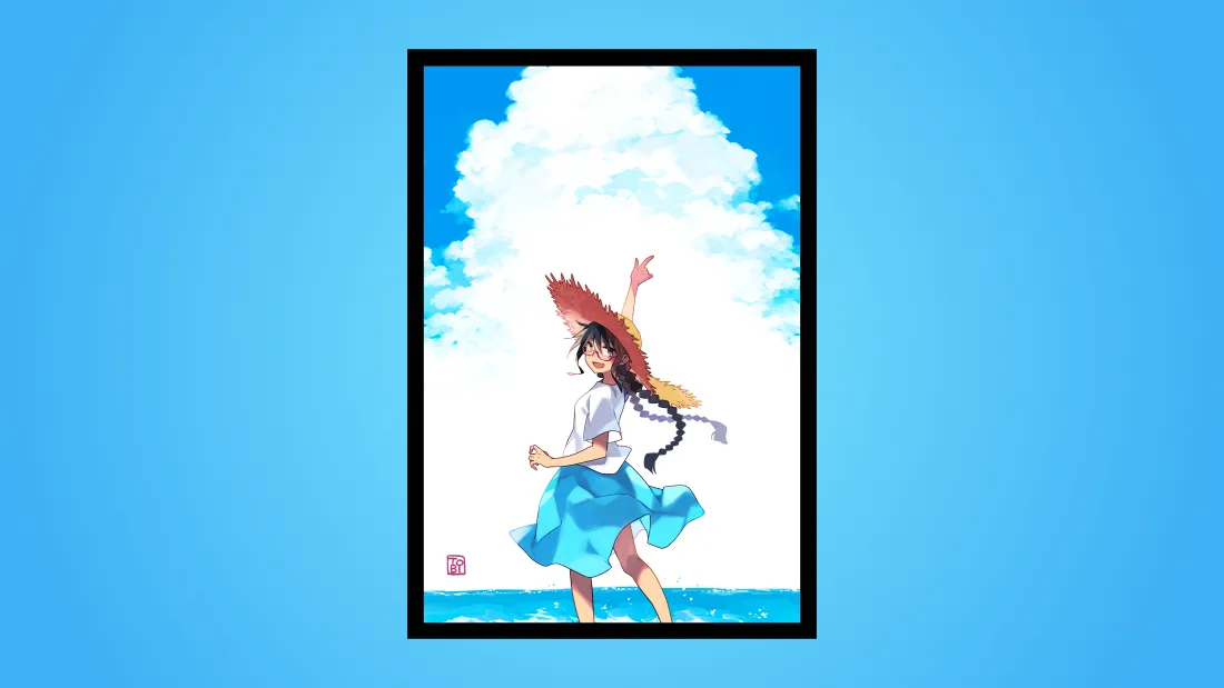 4k蓝裙少女壁纸｜晴空背景图片 - 二次元「哲风壁纸」