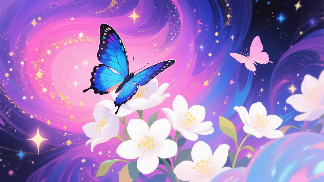 2k蝴蝶壁纸｜花朵星空背景图片 - 梦幻宇宙「哲风壁纸」