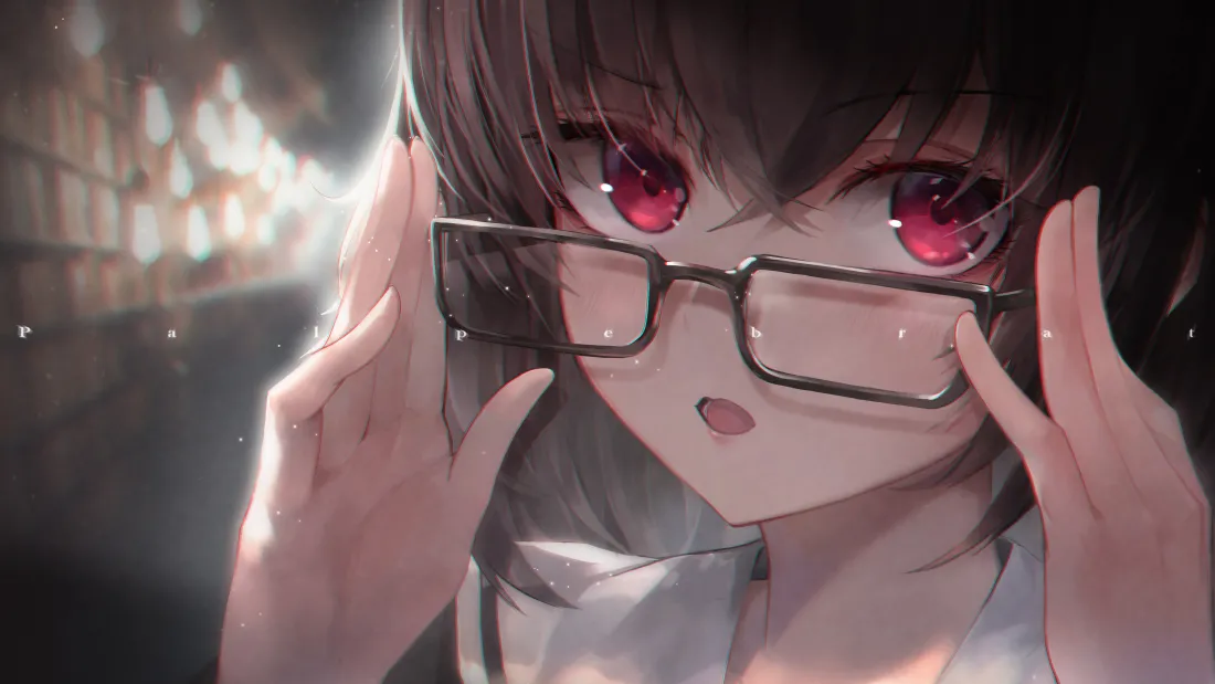 6k（红瞳少女壁纸｜戴眼镜动漫背景图片 - 二次元）「哲风壁纸」