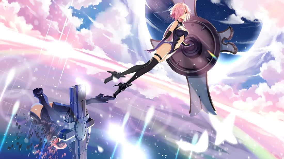 3k(粉发少女壁纸｜天空背景图片 - 二次元美女)「哲风壁纸」