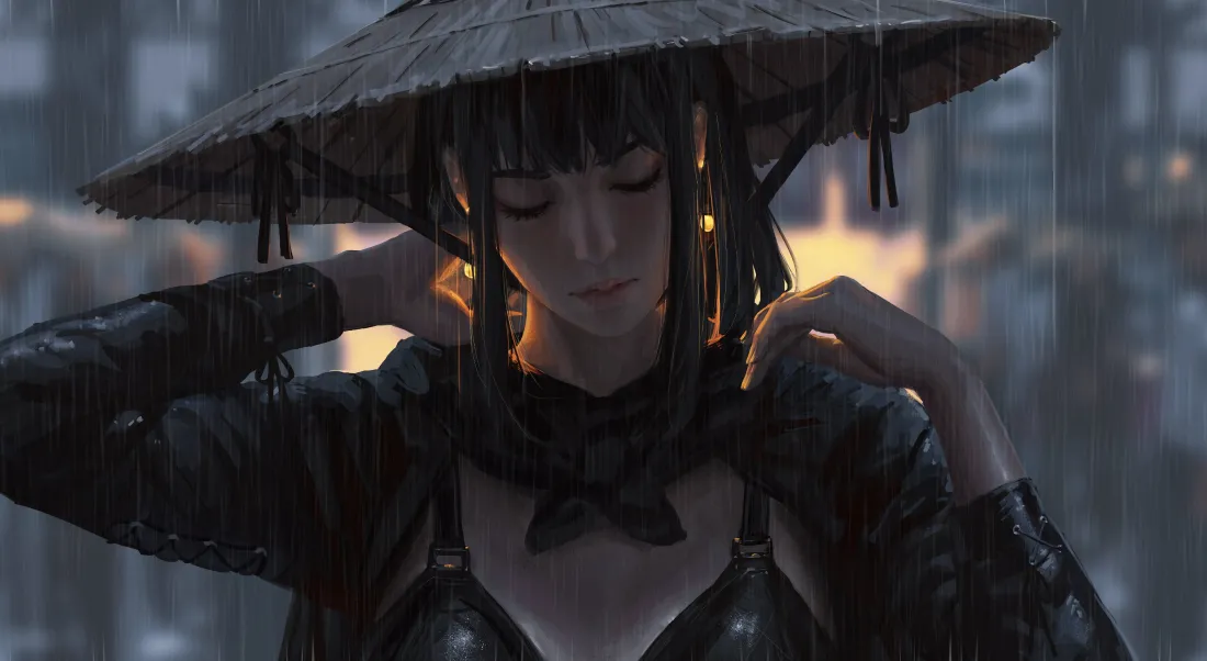 4k古风侠女壁纸｜雨中江湖背景图片 - 飒爽江湖「哲风壁纸」