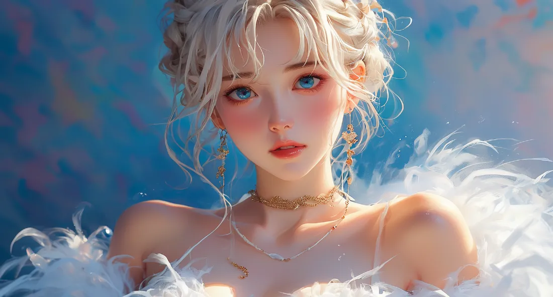 2k白发美女壁纸｜雪白背景图片 - 清纯「哲风壁纸」