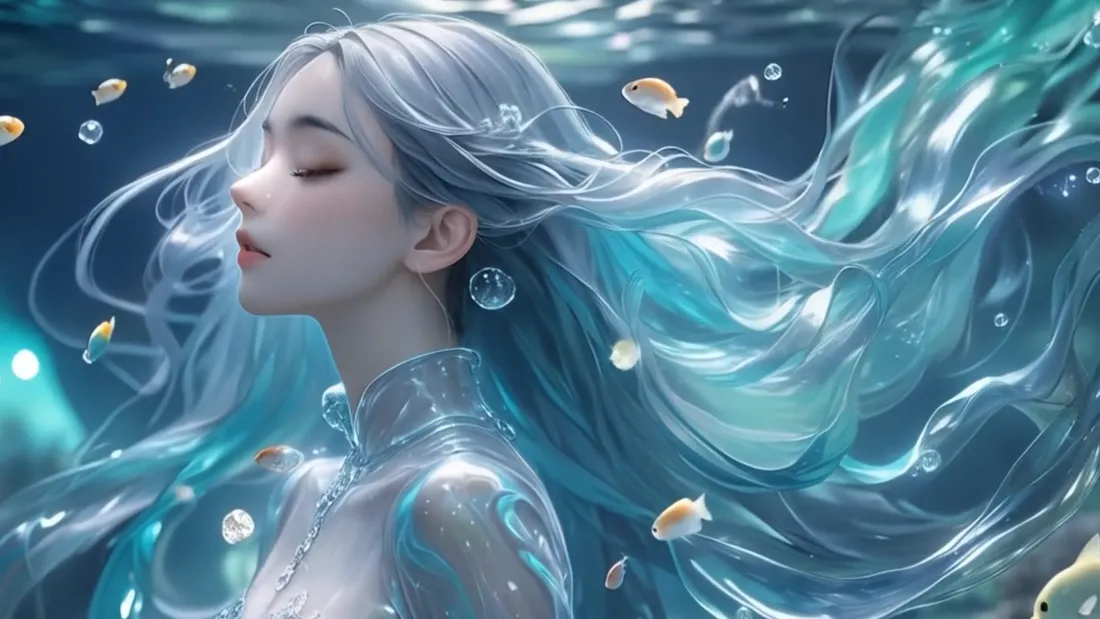 2k梦幻人鱼少女壁纸｜水下背景图片 - 水中精灵「哲风壁纸」