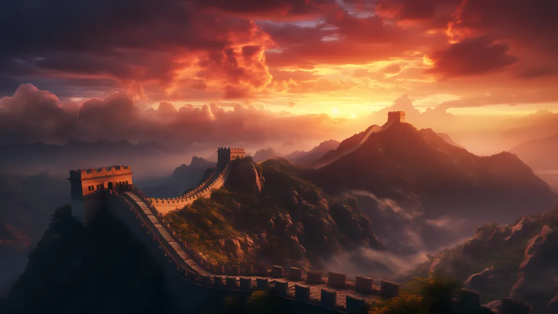 4k壮丽长城壁纸｜夕阳余晖背景图片 - 山河奇观「哲风壁纸」