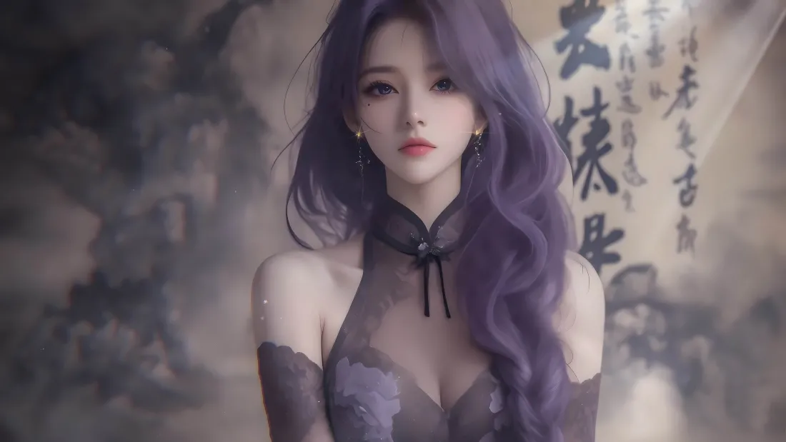 15k紫色古装壁纸｜古风美人背景图片 - 玄幻意境「哲风壁纸」