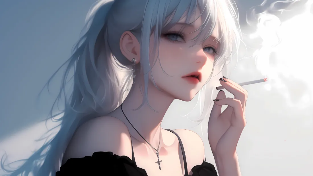 15k银发美女壁纸｜酷感背景图片 - 个性插画「哲风壁纸」